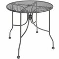 American Tables & Seating 30'' Round Dark Grey Metal Mesh Outdoor Table with Umbrella Hole 132ATSALM30G